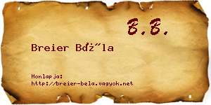 Breier Béla névjegykártya