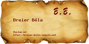 Breier Béla névjegykártya